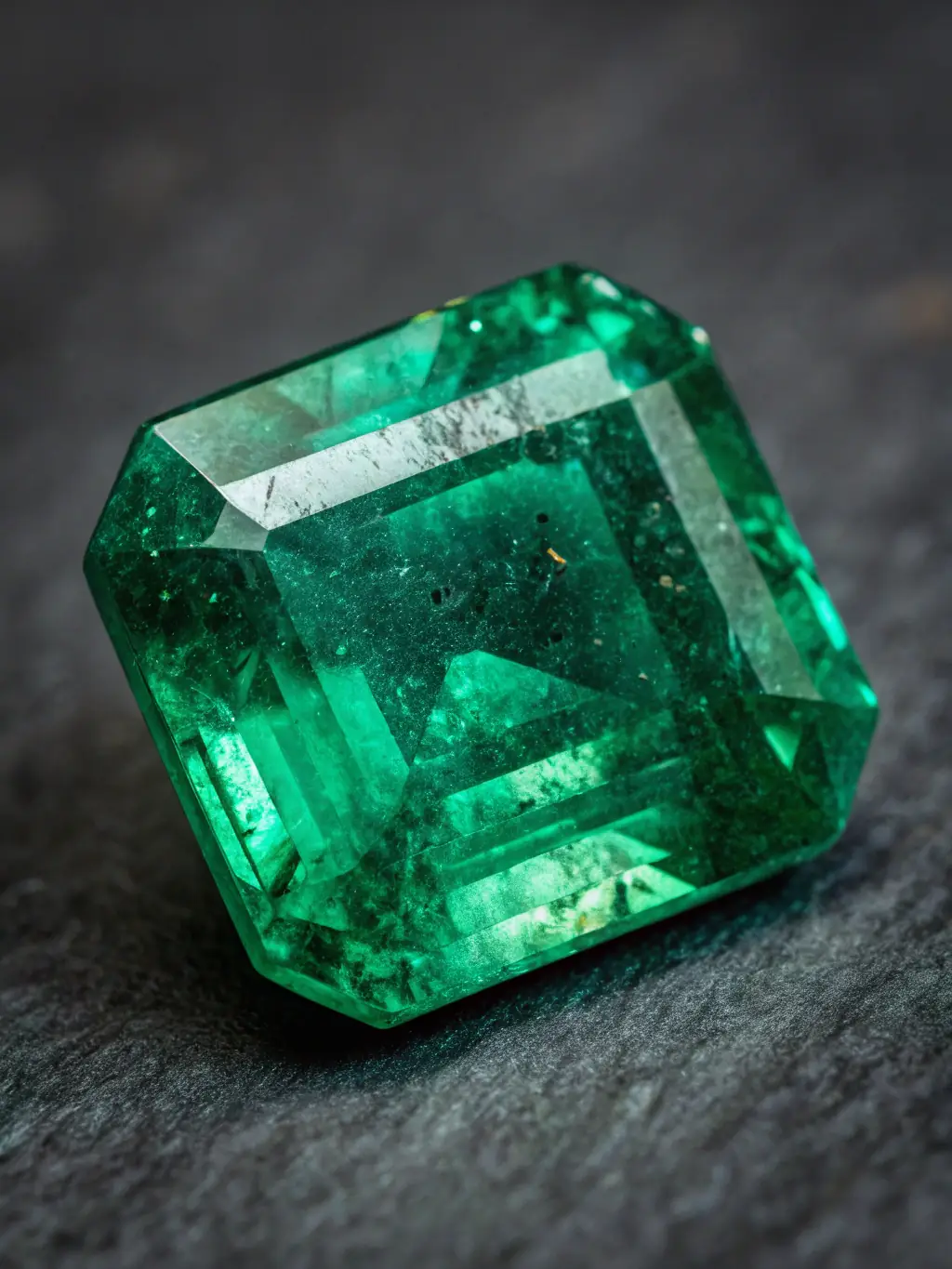 A photograph featuring a selection of meticulously cut and polished precious stones, including a vibrant emerald, a deep red ruby, and a sparkling diamond, arranged on a velvet display pad.