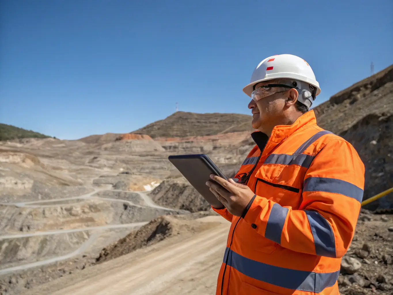 A detailed photograph of a geologist examining a precious stone in a West African mine, showcasing on-the-ground sourcing expertise.